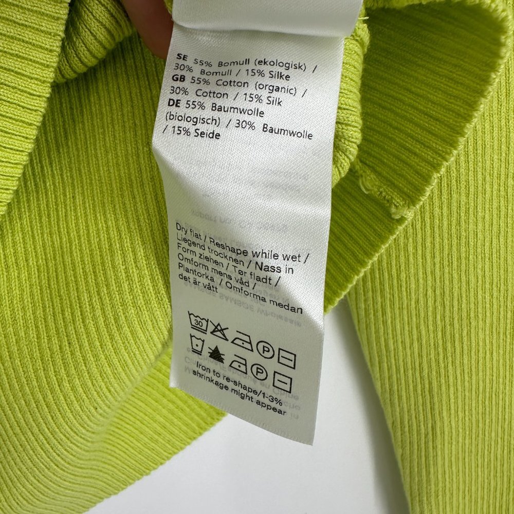 NWT Samsoe Everly Crew Neck Ribbed Knit Cutout Sweater Top Daiquiri Green XL - Picture 8 of 9